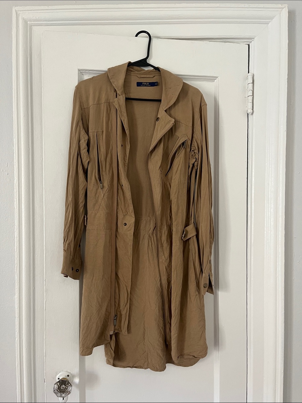 Polo by Ralph Lauren Lightweight Tan Trench Coat - 100% Silk Jacket
